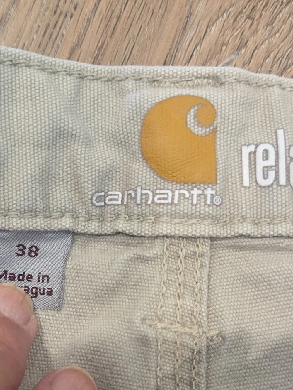 Carhartt Relaxed Fit Cargo Work Shorts Men’s Size 38 Beige Canvas Utility